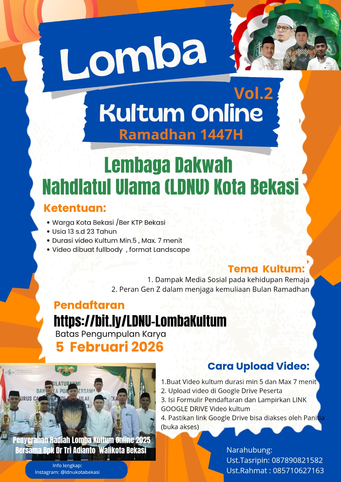 LOMBA KULTUM ONLINE Ramadhan 1447 H Lembaga Dakwah (LD) PCNU Kota Bekasi